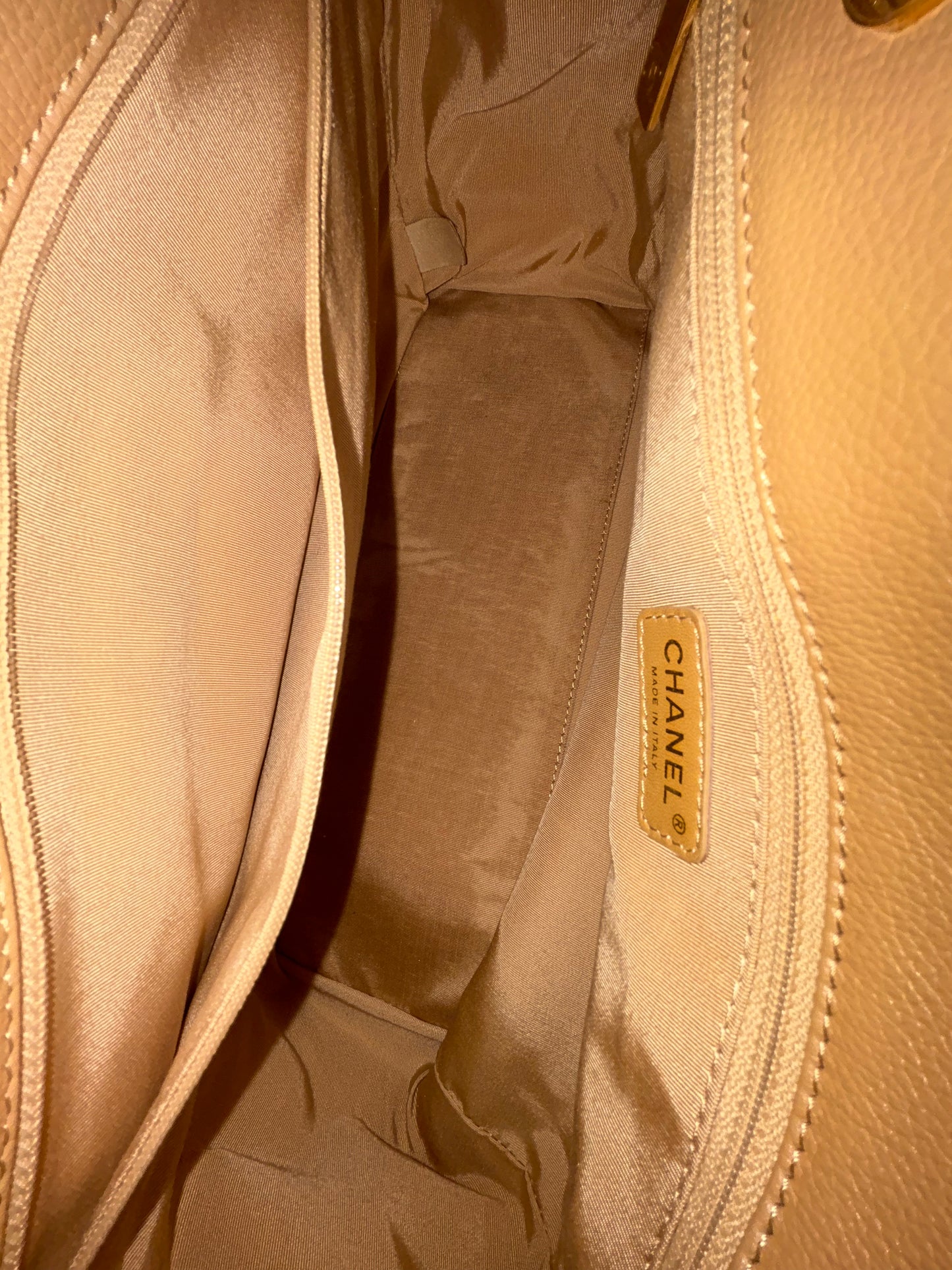 Chanel Beige Lambskin Leather Executive Tote Bag