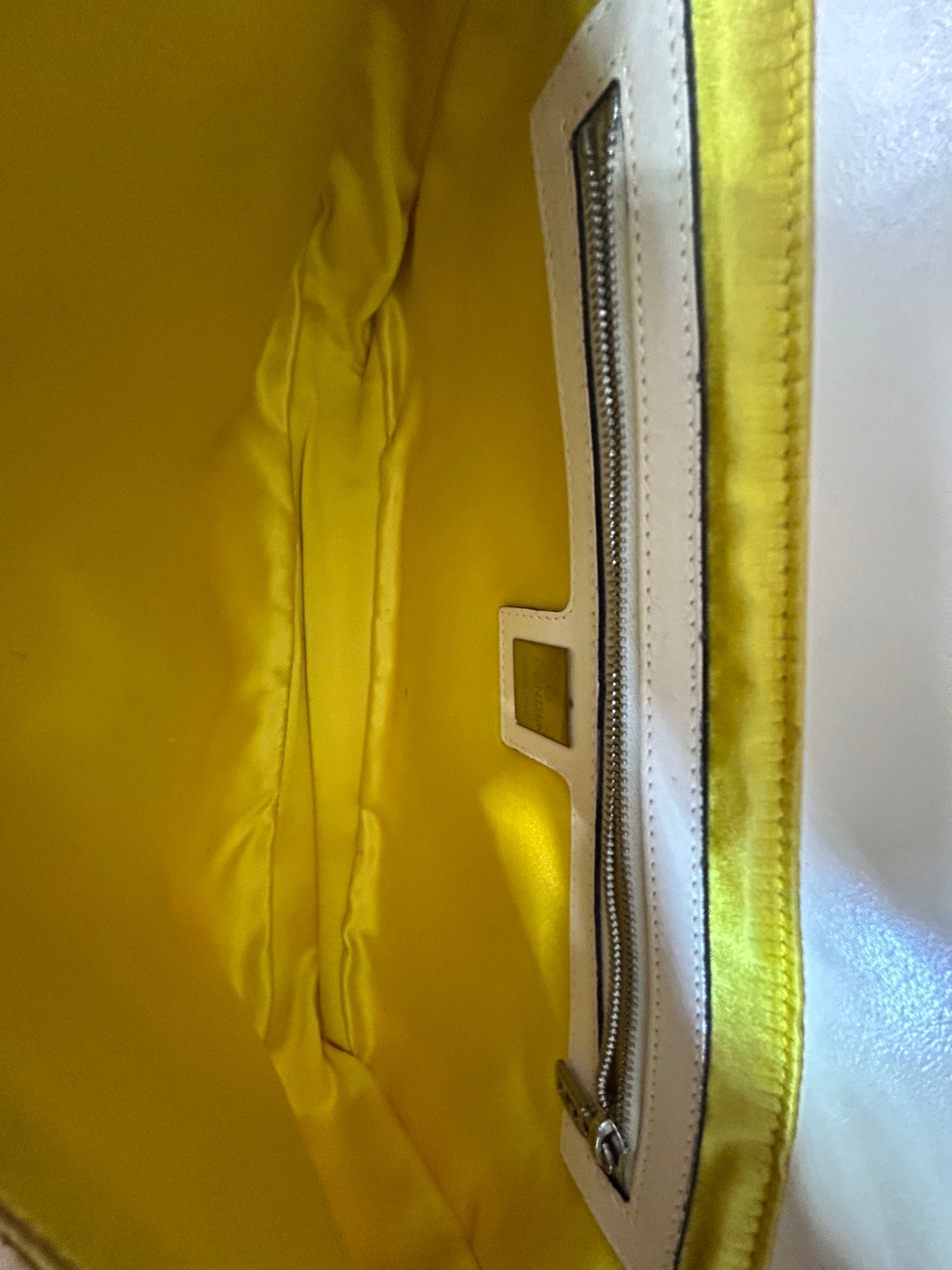 Fendi Brown & Ivory Tweed Leather Baguette Shoulder Bag