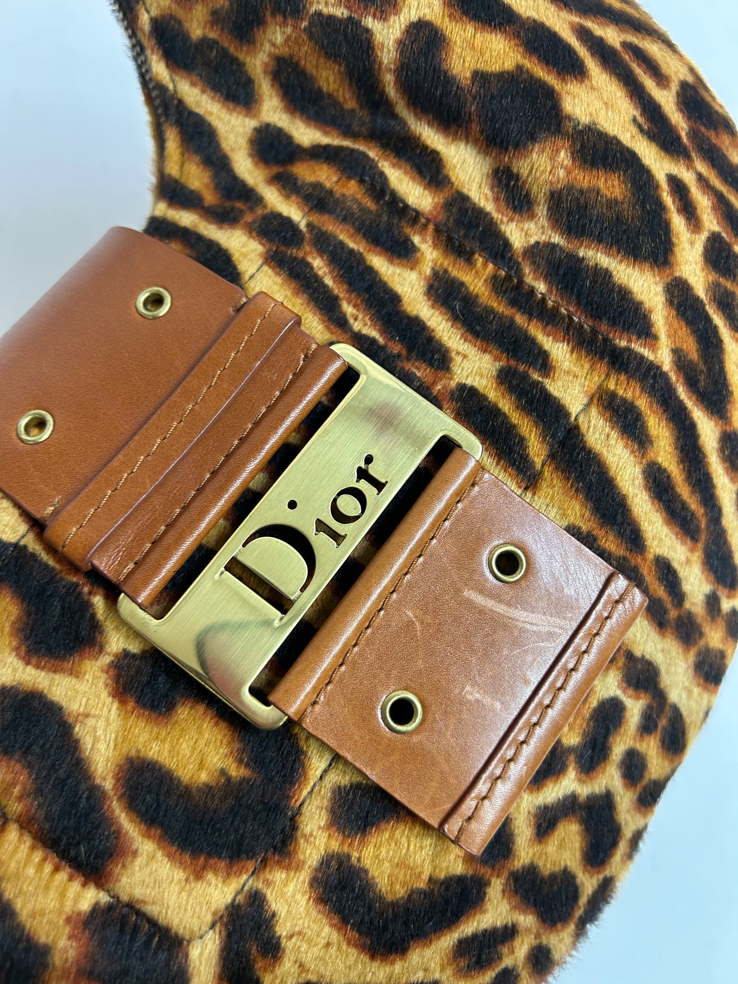 Christian Dior Brown Ponyhair & Leather Croissant Hobo Bag