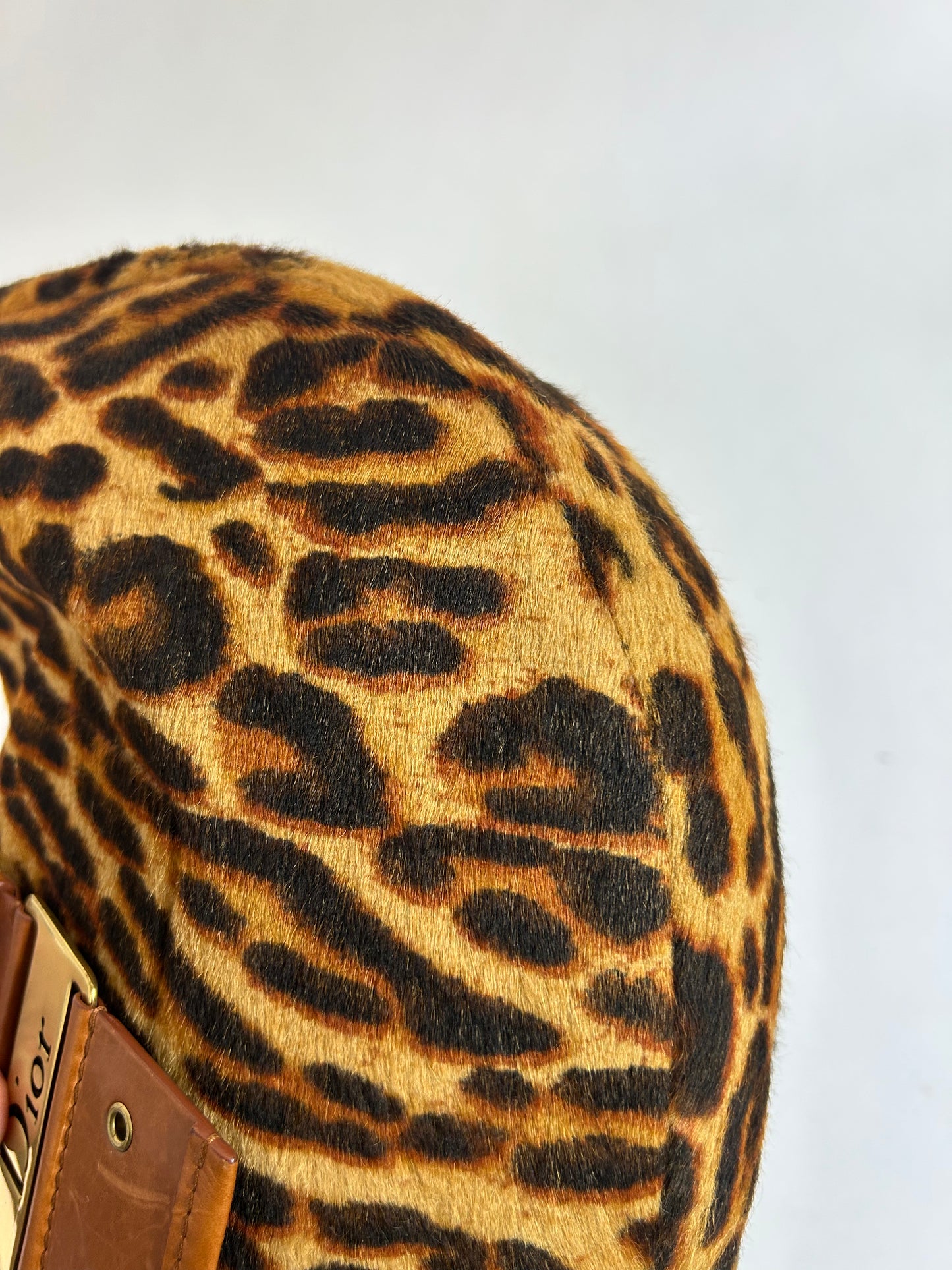 Christian Dior Brown Ponyhair & Leather Croissant Hobo Bag