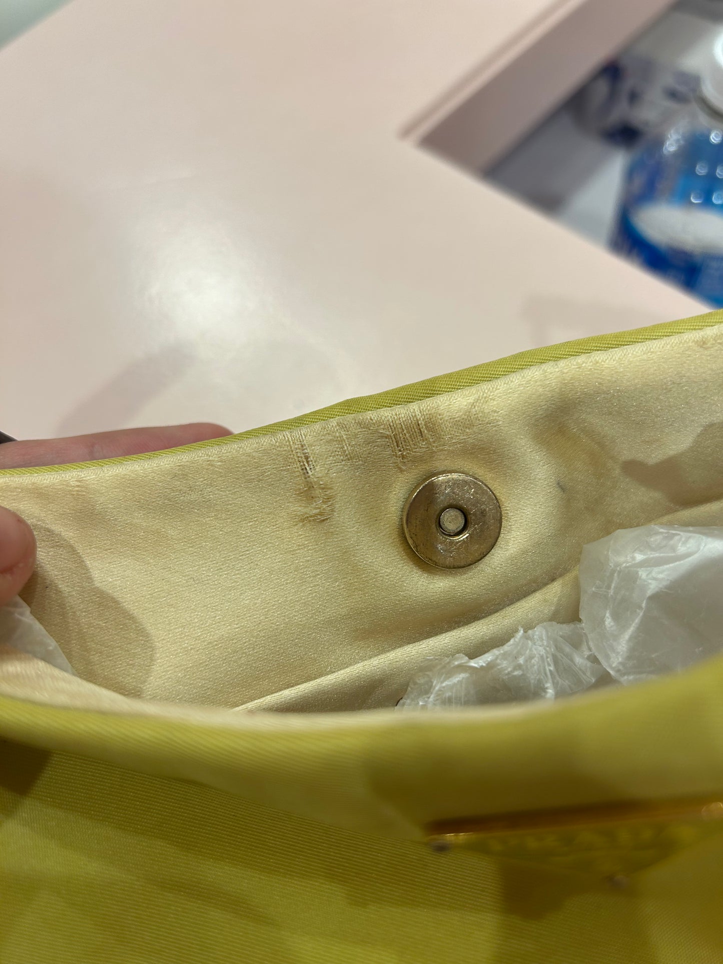 Prada Chartreuse Nylon Mini Handle Handle Bag