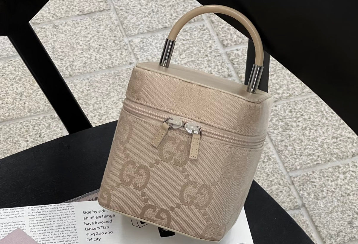 Gucci Beige Monogram Box Top Handle Bag