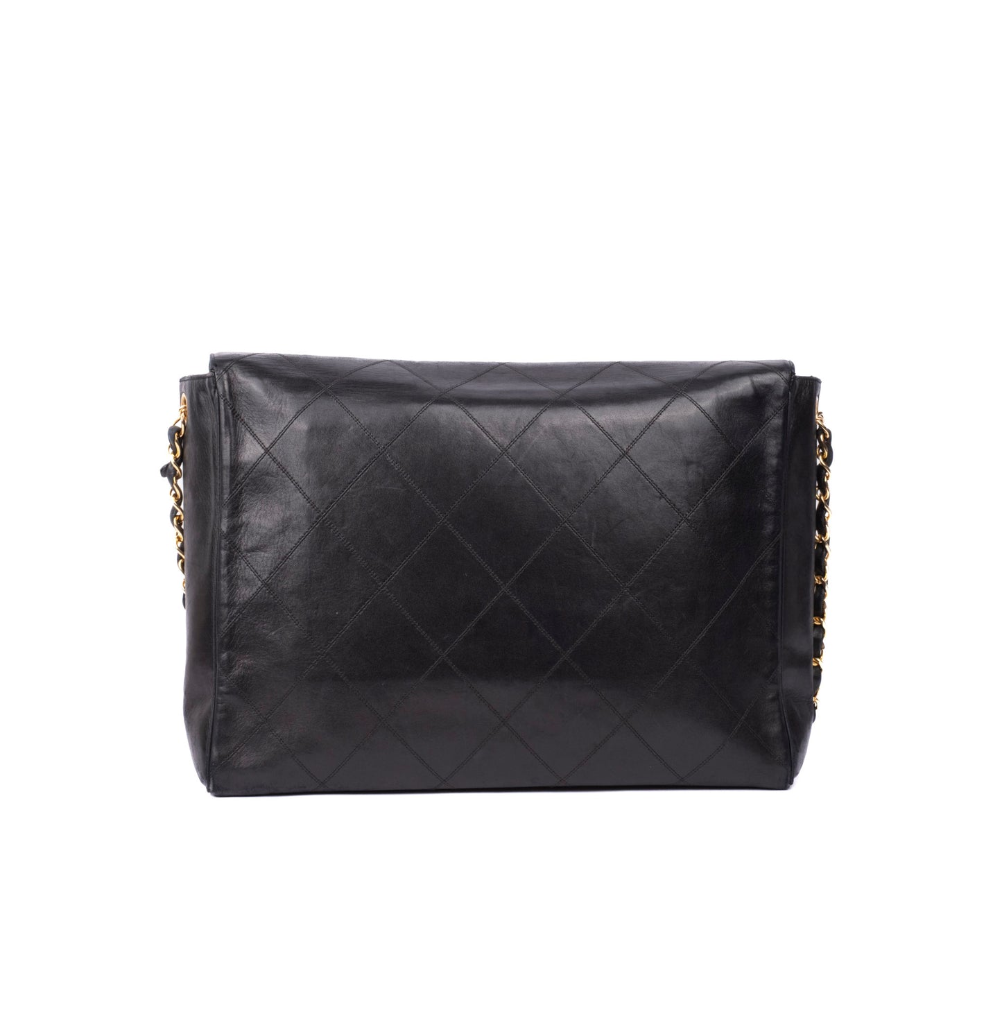 Chanel Black Lambskin Jumbo Hardware Turnlock Flap Bag