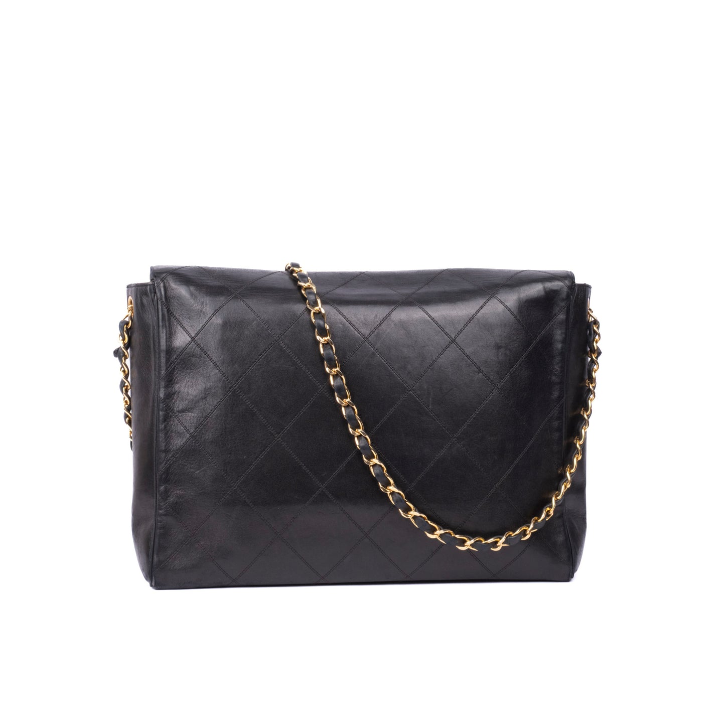 Chanel Black Lambskin Jumbo Hardware Turnlock Flap Bag