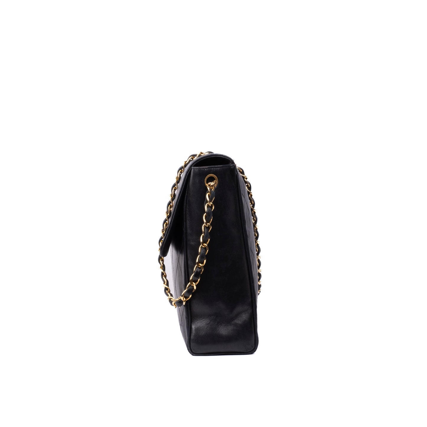 Chanel Black Lambskin Jumbo Hardware Turnlock Flap Bag