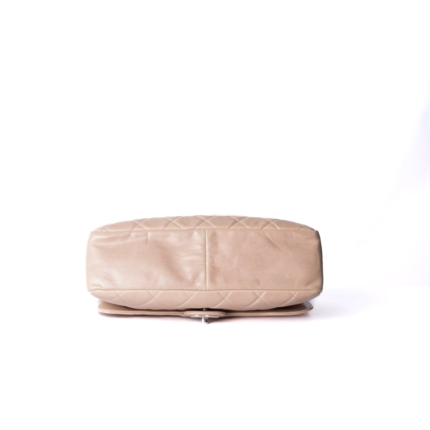 Chanel 2014 Beige Lambskin Quilted Acrylic Handle Delivery Flap