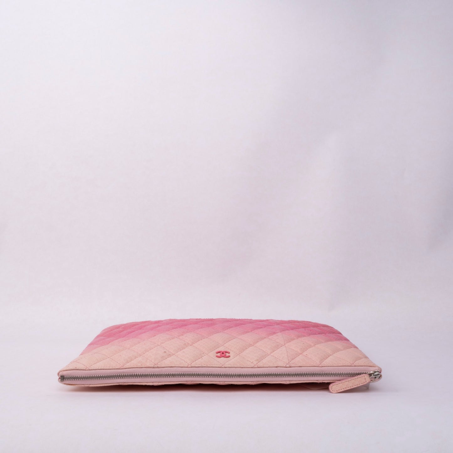 Chanel Pink Multicolored Snakeskin Leather Quilted Clutch Bag