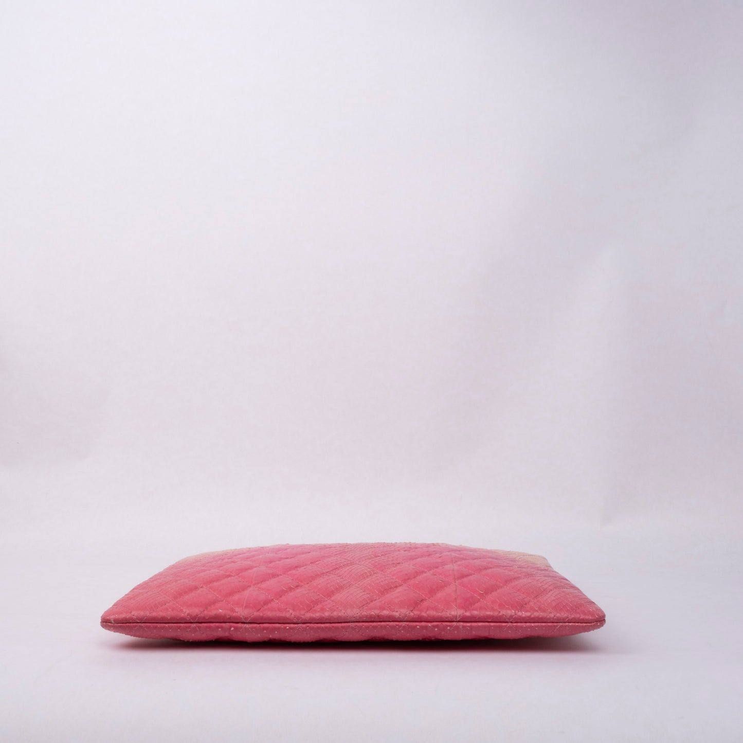 Chanel Pink Multicolored Snakeskin Leather Quilted Clutch Bag