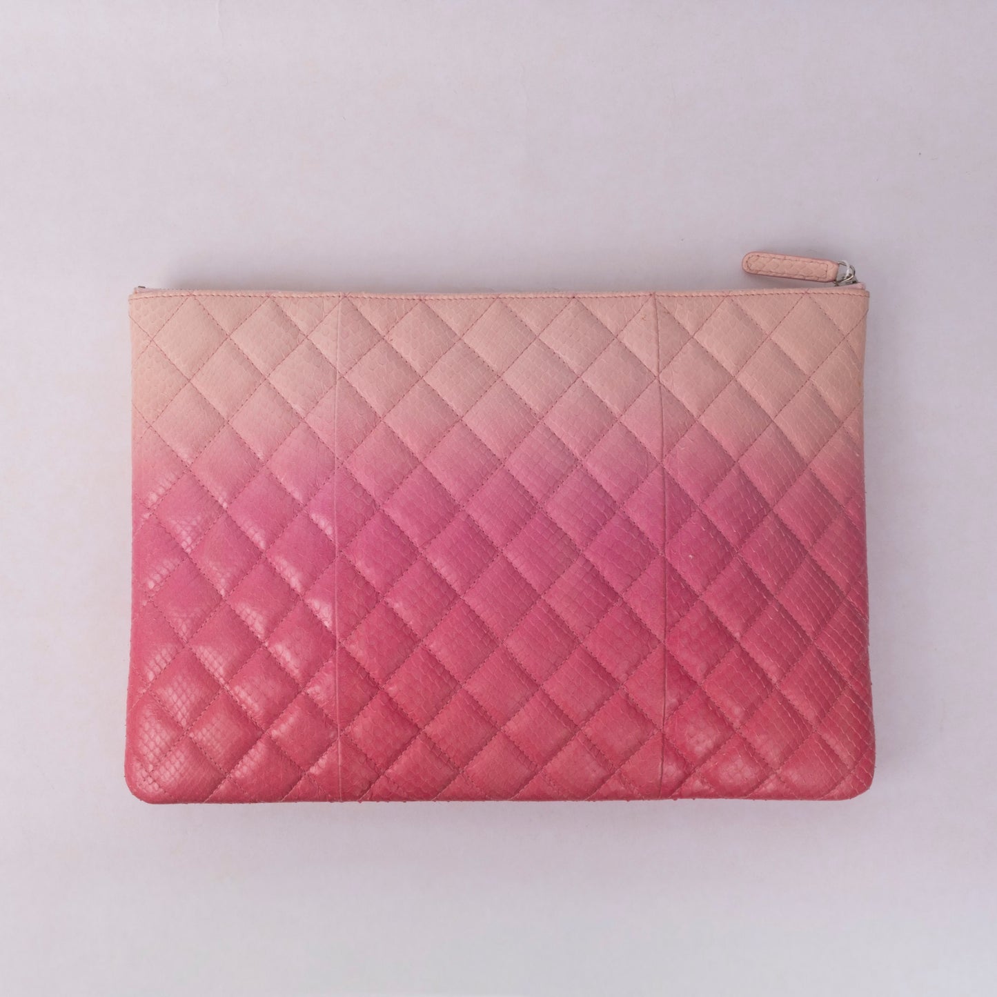 Chanel Pink Multicolored Snakeskin Leather Quilted Clutch Bag