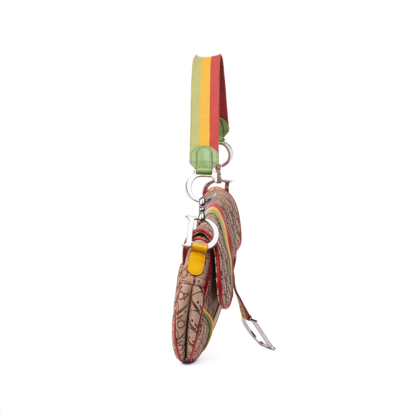 Christian Dior Brown Trotter Monogram Rasta Saddle Bag