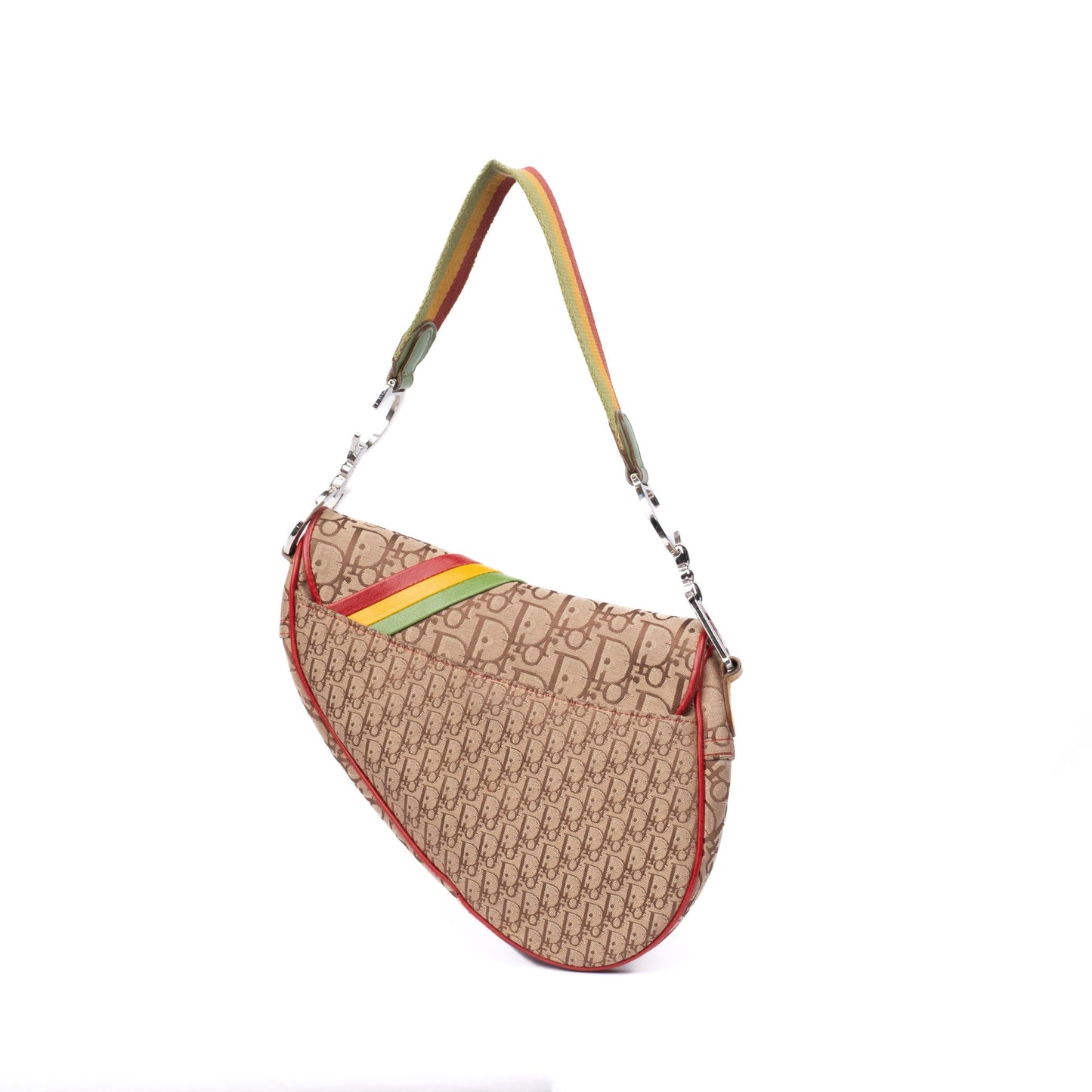Christian Dior Brown Trotter Monogram Rasta Saddle Bag