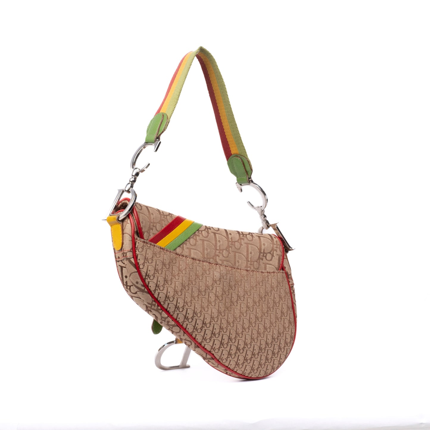 Christian Dior Brown Trotter Monogram Rasta Saddle Bag