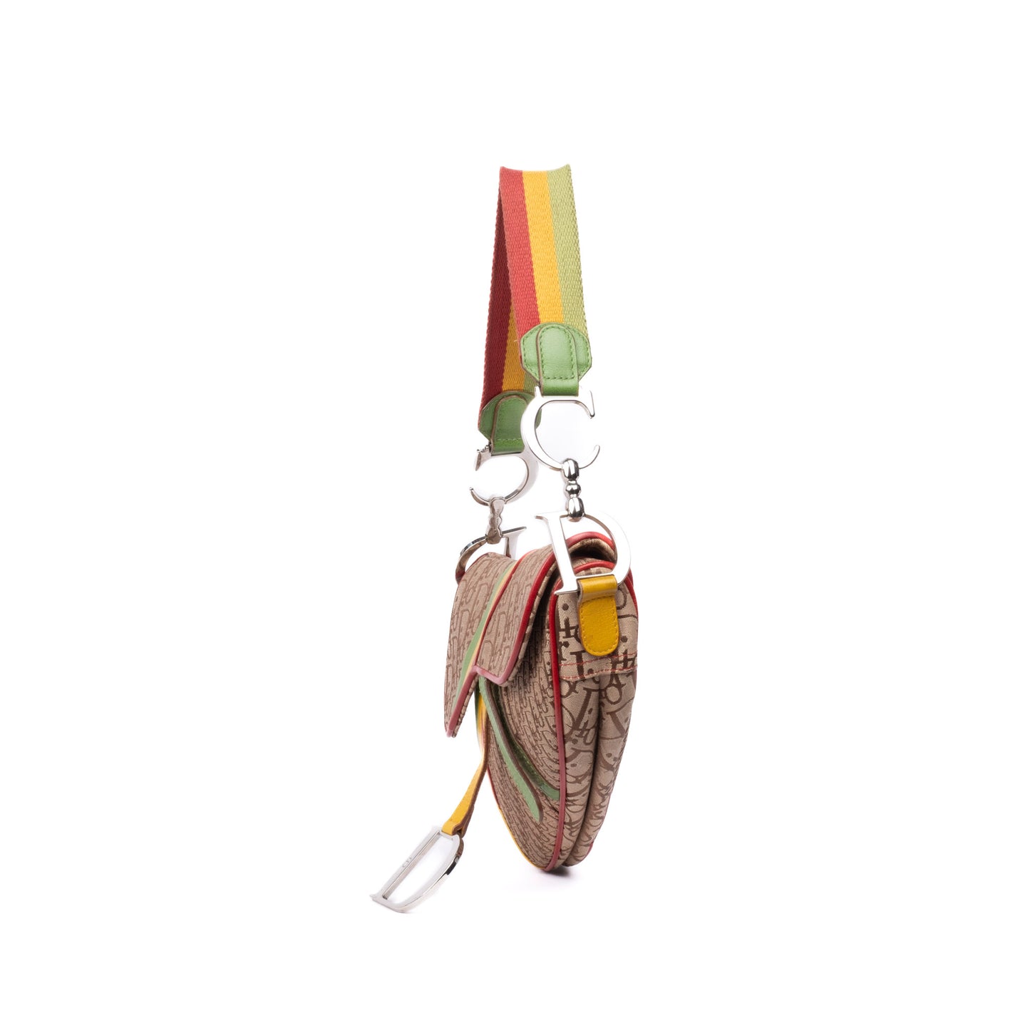 Christian Dior Brown Trotter Monogram Rasta Saddle Bag