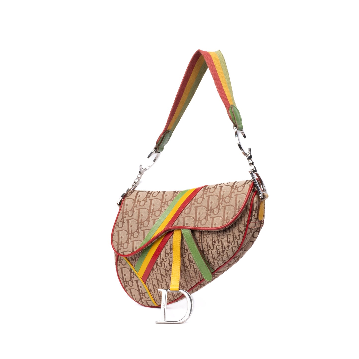 Christian Dior Brown Trotter Monogram Rasta Saddle Bag