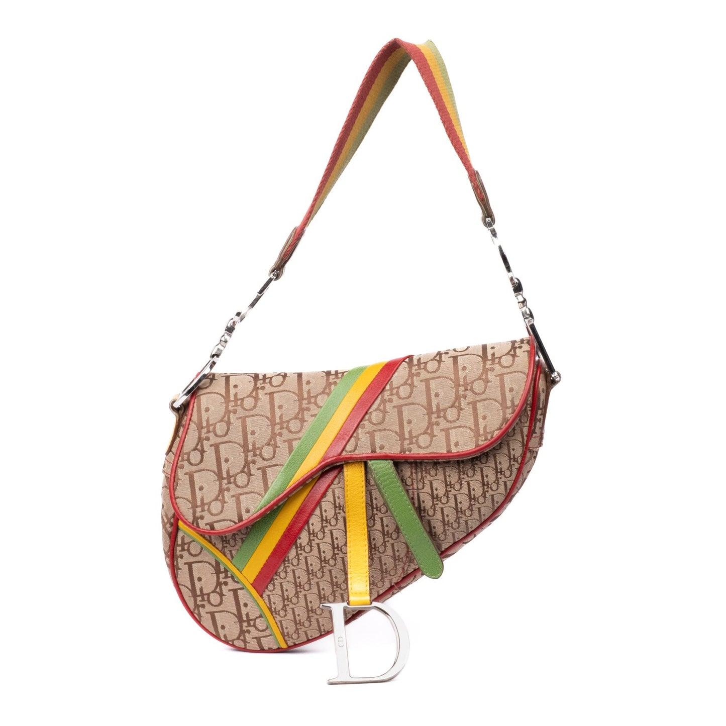 Christian Dior Brown Trotter Monogram Rasta Saddle Bag