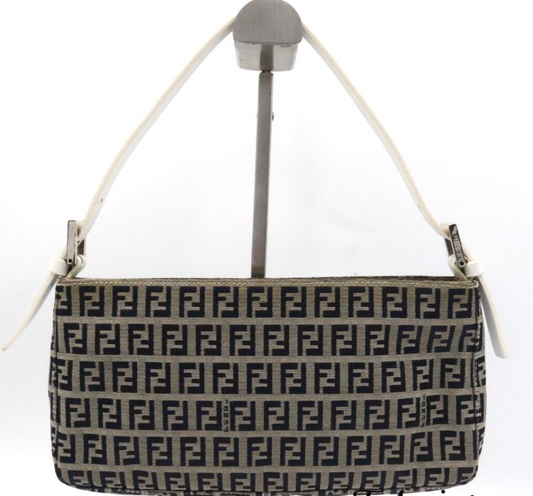Fendi Navy Zucchino Canvas Pochette Shoulder Bag