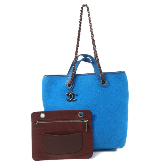 Chanel 2011 Blue Wool 2-Way Shoulder Tote Bag