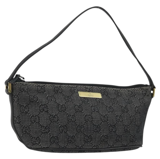 Gucci Black Denim Monogram Pochette Accessory Handbag