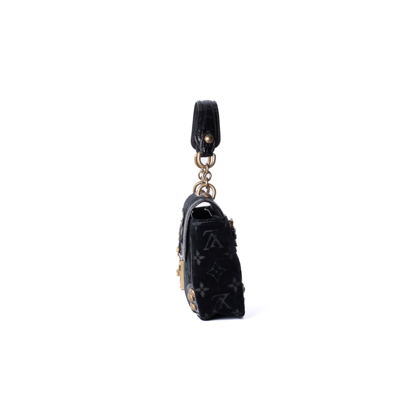 Louis Vuitton Black Velour & Alligator Irvine Top Handle Bag