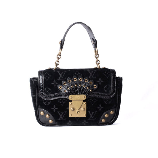 Louis Vuitton Black Velour & Alligator Irvine Top Handle Bag