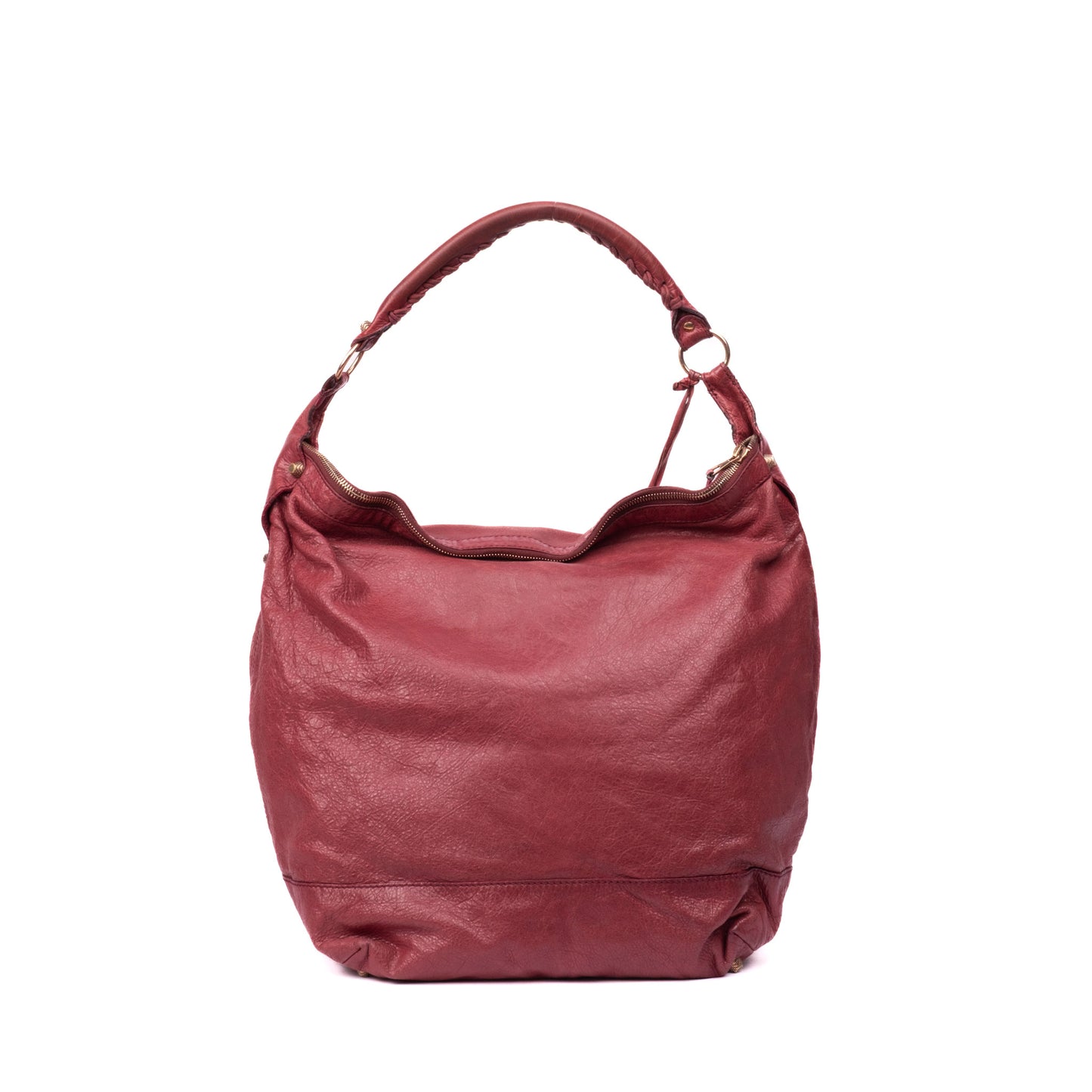 Balenciaga Burgundy Leather Slouchy Day Bag