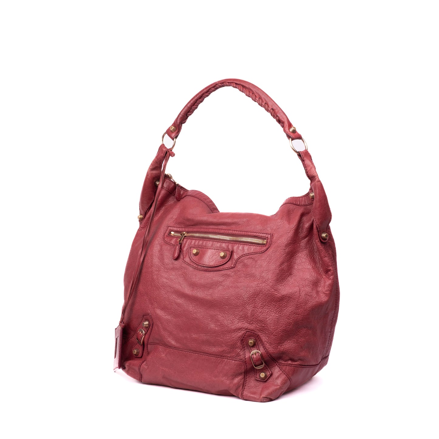 Balenciaga Burgundy Leather Slouchy Day Bag