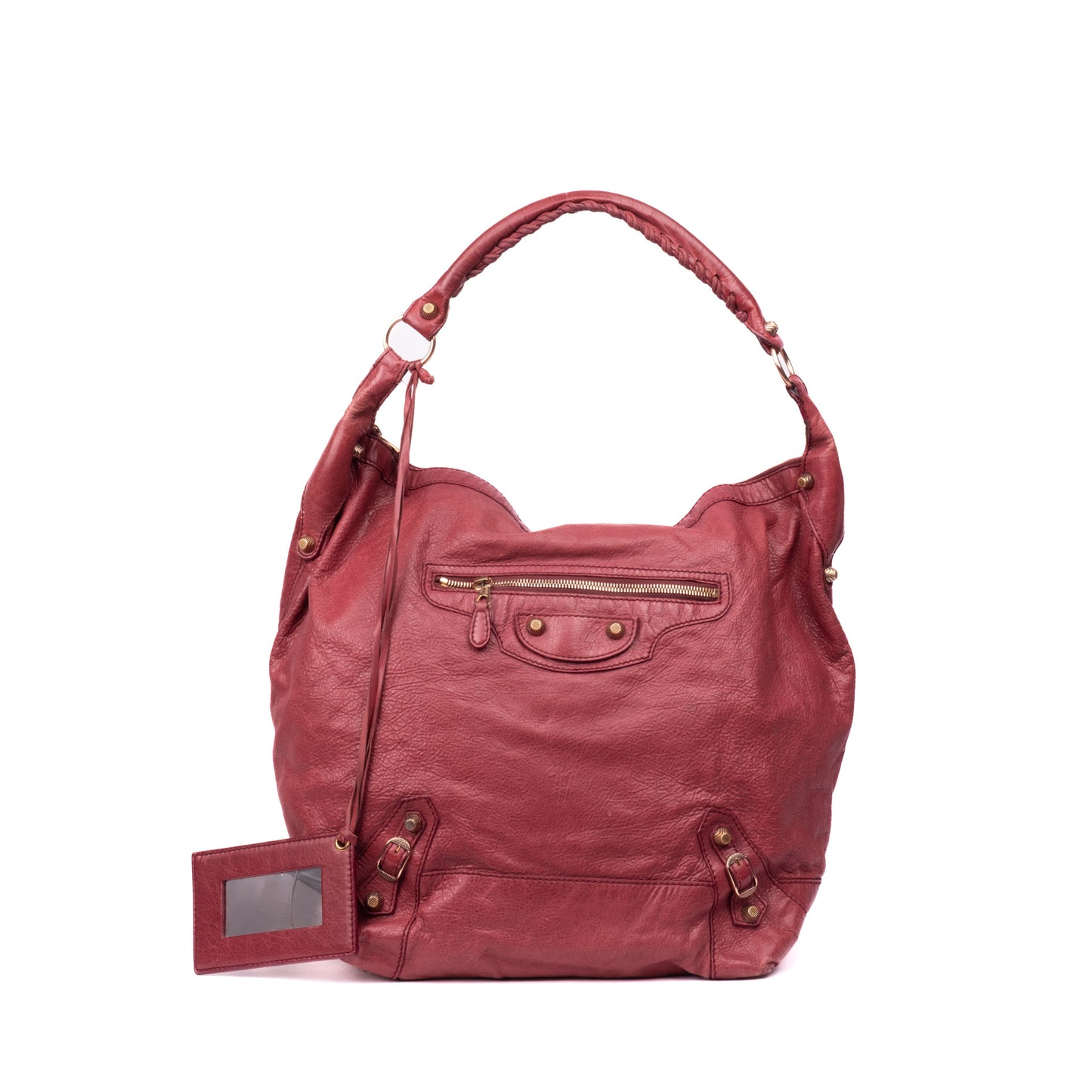 Balenciaga Burgundy Leather Slouchy Day Bag