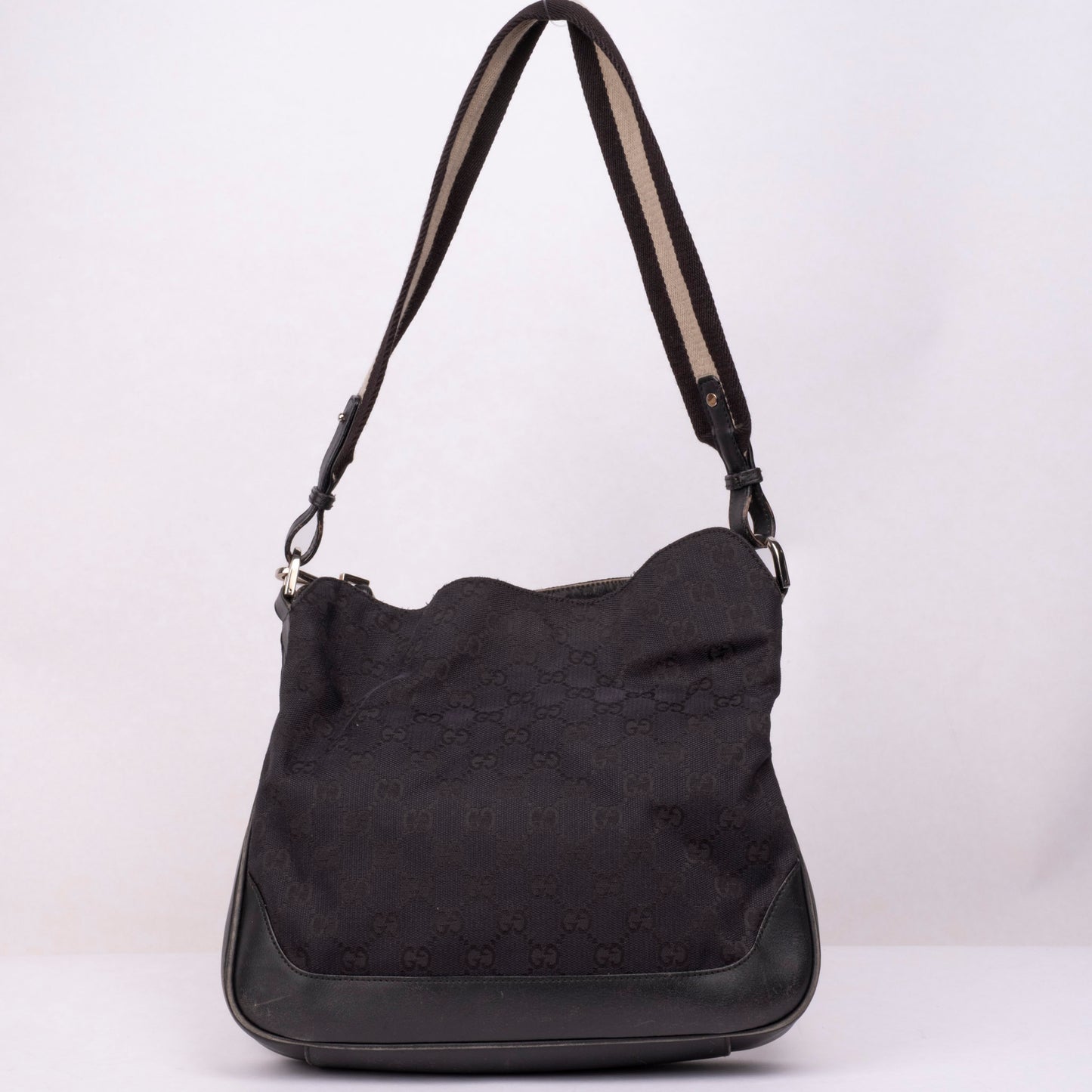 Gucci Black Monogram Canvas Two Way Bamboo Handle