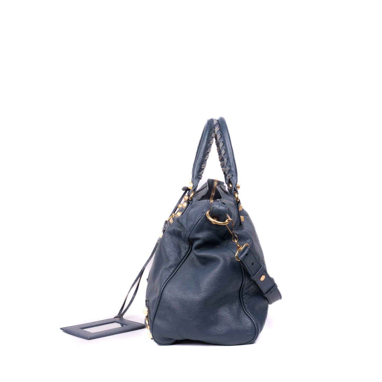 Balenciaga Dark Blue Leather Motorcycle Velo Bag w/ Crossbody Strap