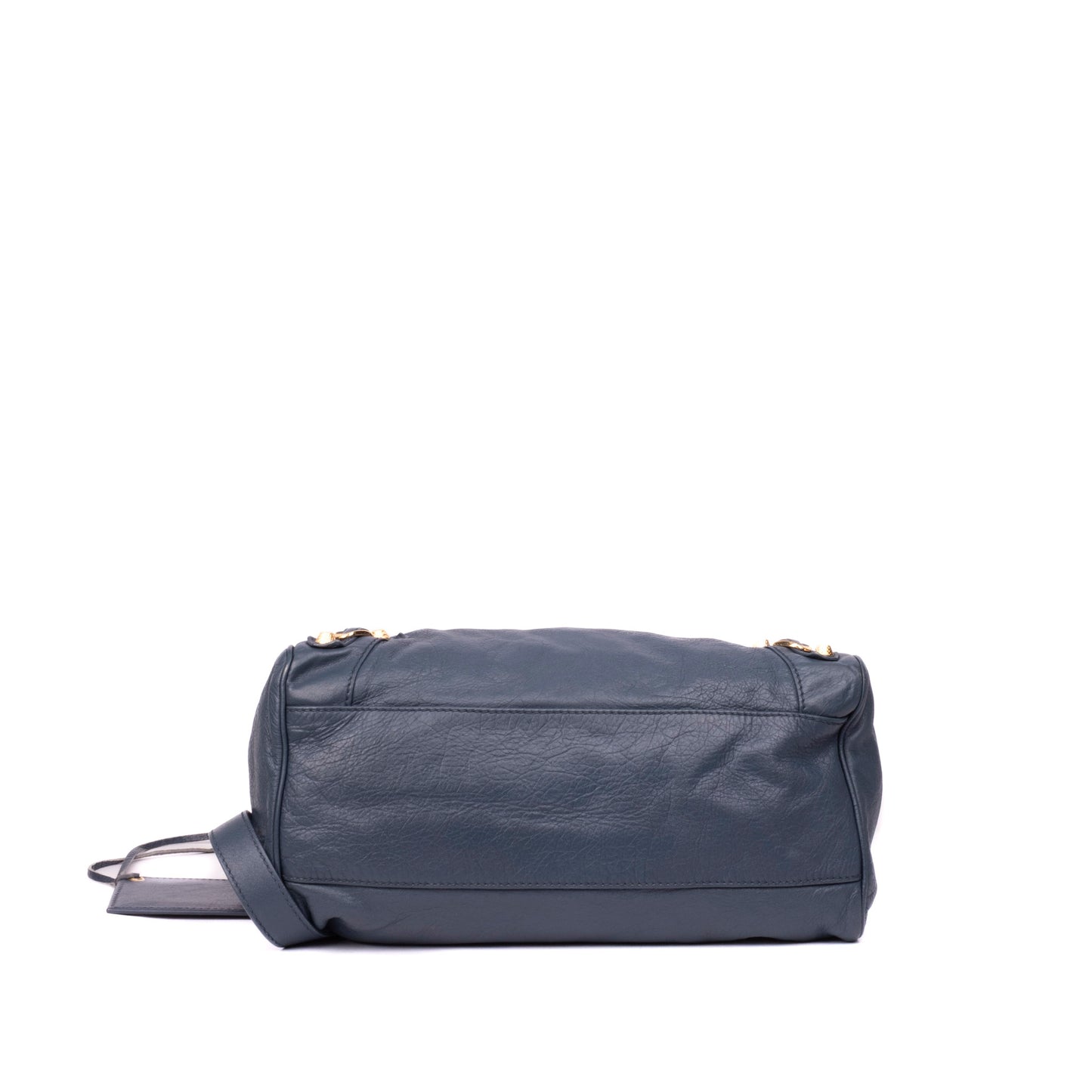 Balenciaga Dark Blue Leather Motorcycle Velo Bag w/ Crossbody Strap