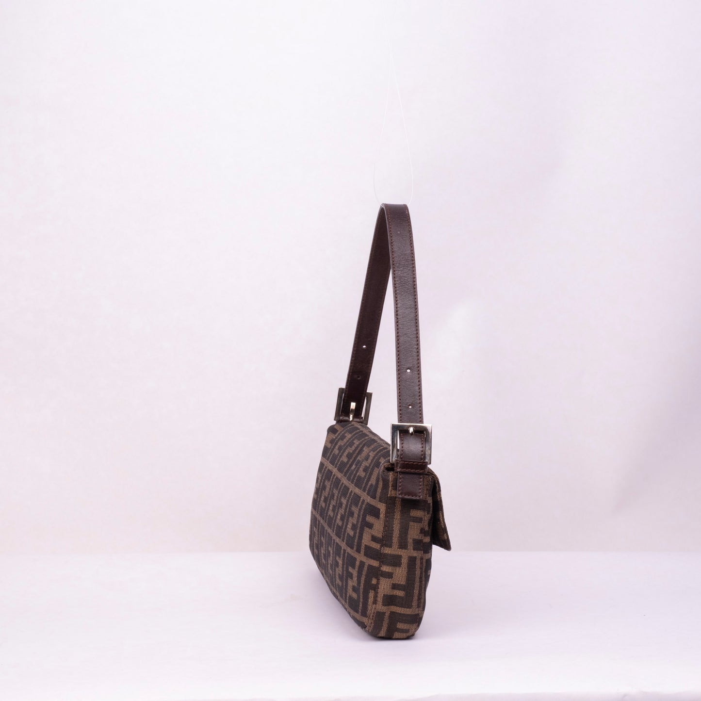Fendi Brown Canvas Zucca Monogram Classic Baguette Shoulder Bag