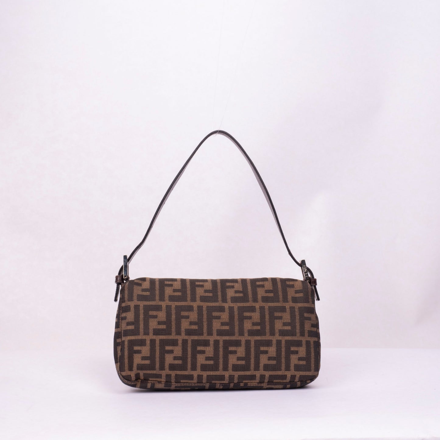 Fendi Brown Canvas Zucca Monogram Classic Baguette Shoulder Bag