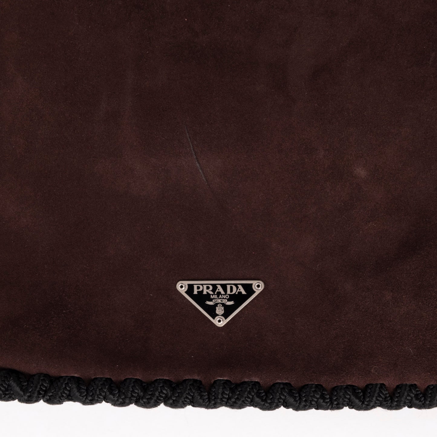 Prada Brown Suede & Fur Braided Trim Tassel Shoulder Bag