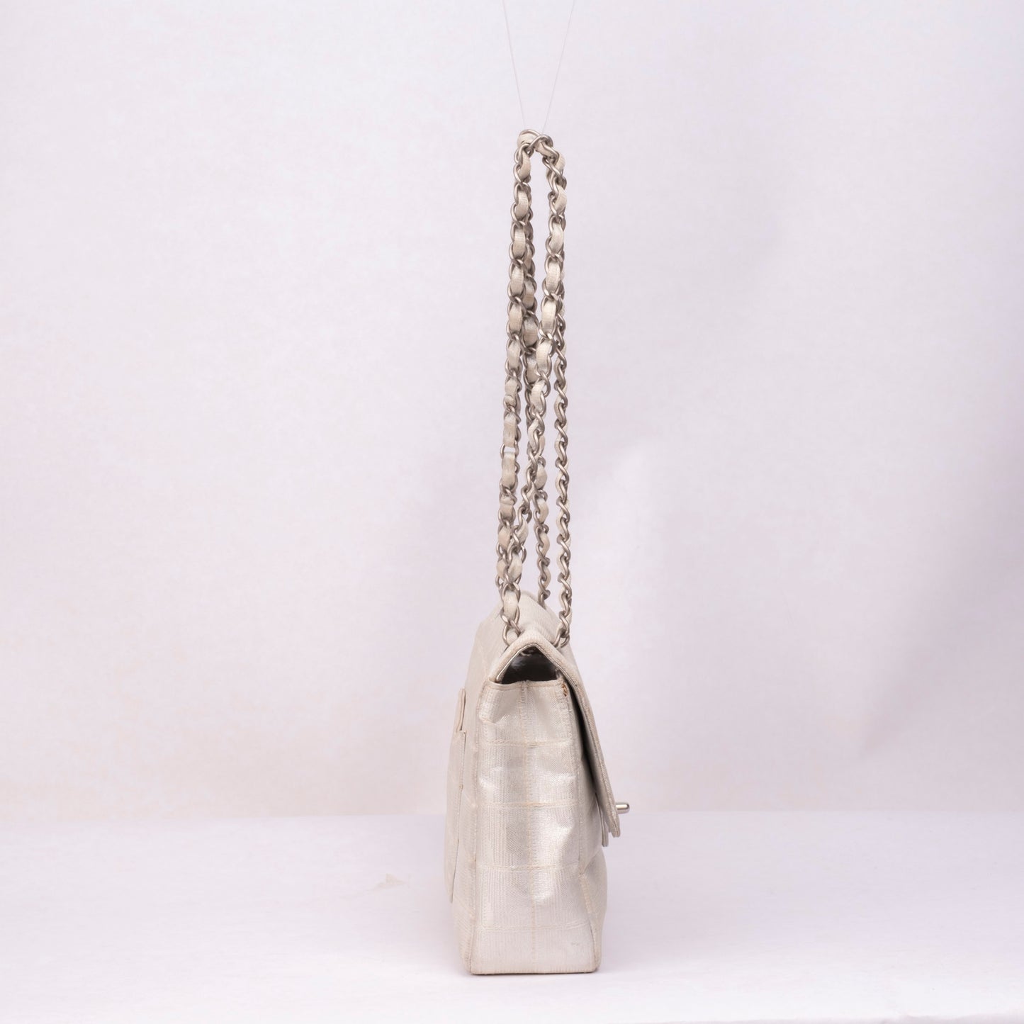 Chanel 2000 Silver Canvas Travel Line Flap