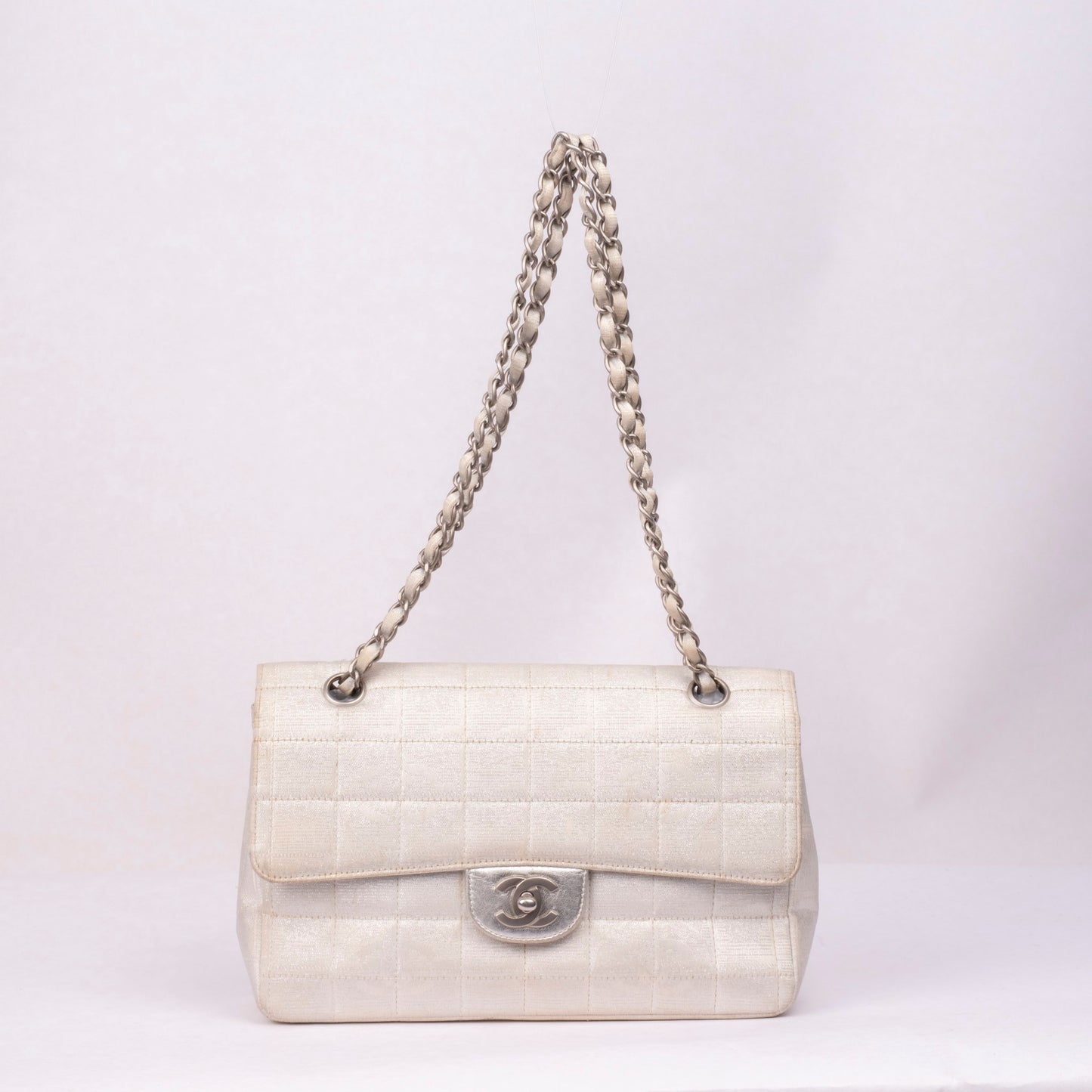 Chanel 2000 Silver Canvas Travel Line Flap