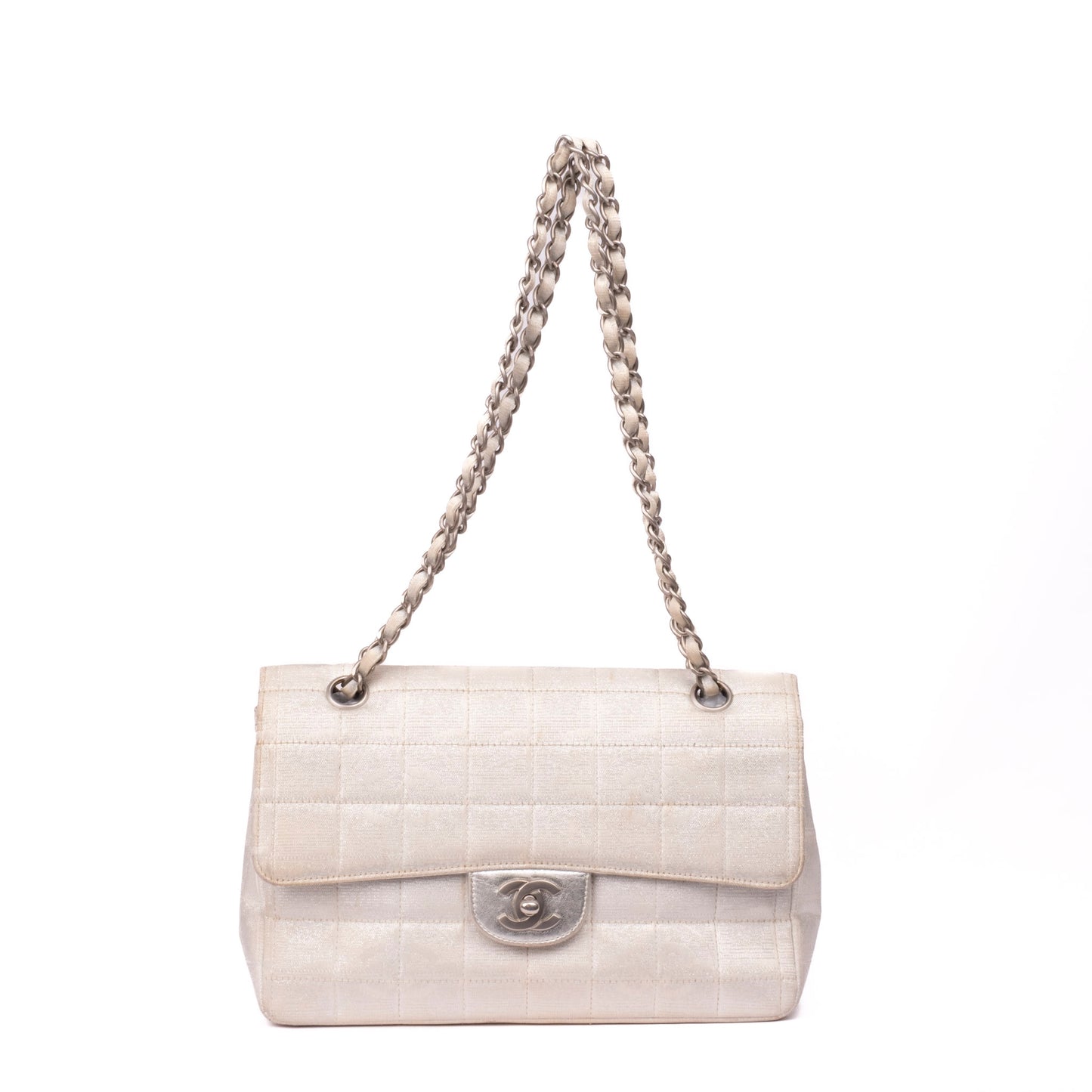 Chanel 2000 Silver Canvas Travel Line Flap