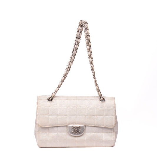 Chanel 2000 Silver Canvas Travel Line Flap