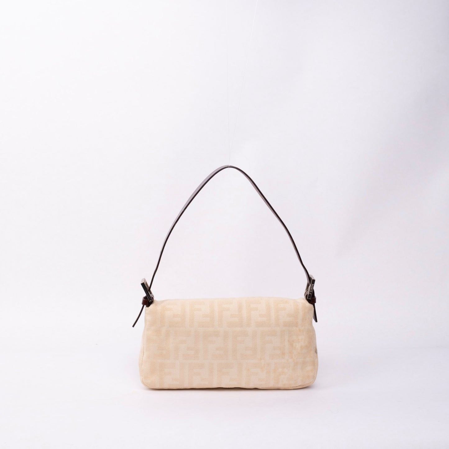 Fendi Cream Zucca Monogram Canvas Baguette Shoulder Bag