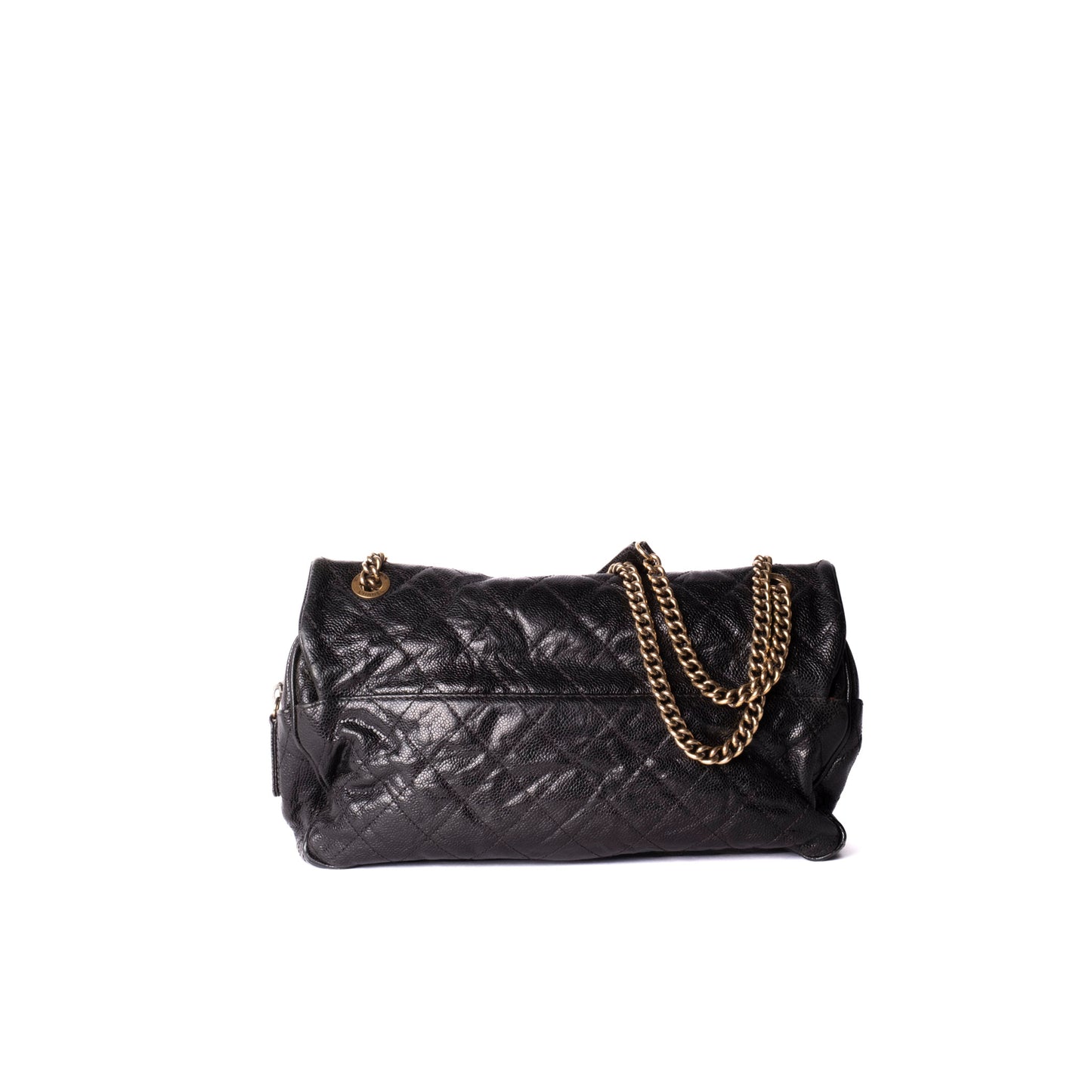 Chanel 2012 Black Crumple Effect Caviar Shiva Slouchy Camera Flap Bag