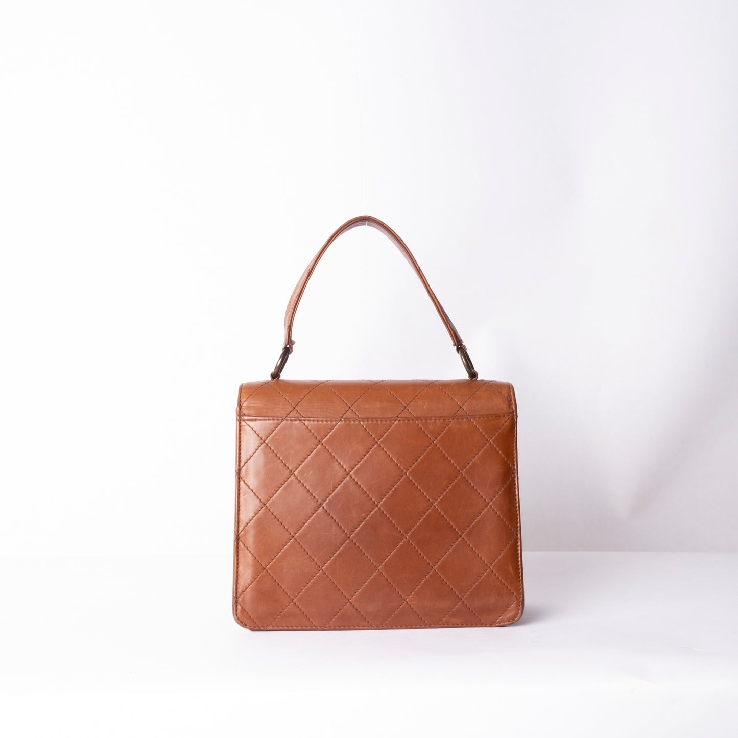 Chanel 1997 Brown Lambskin Leather Quilted Kelly Top Handle Flap