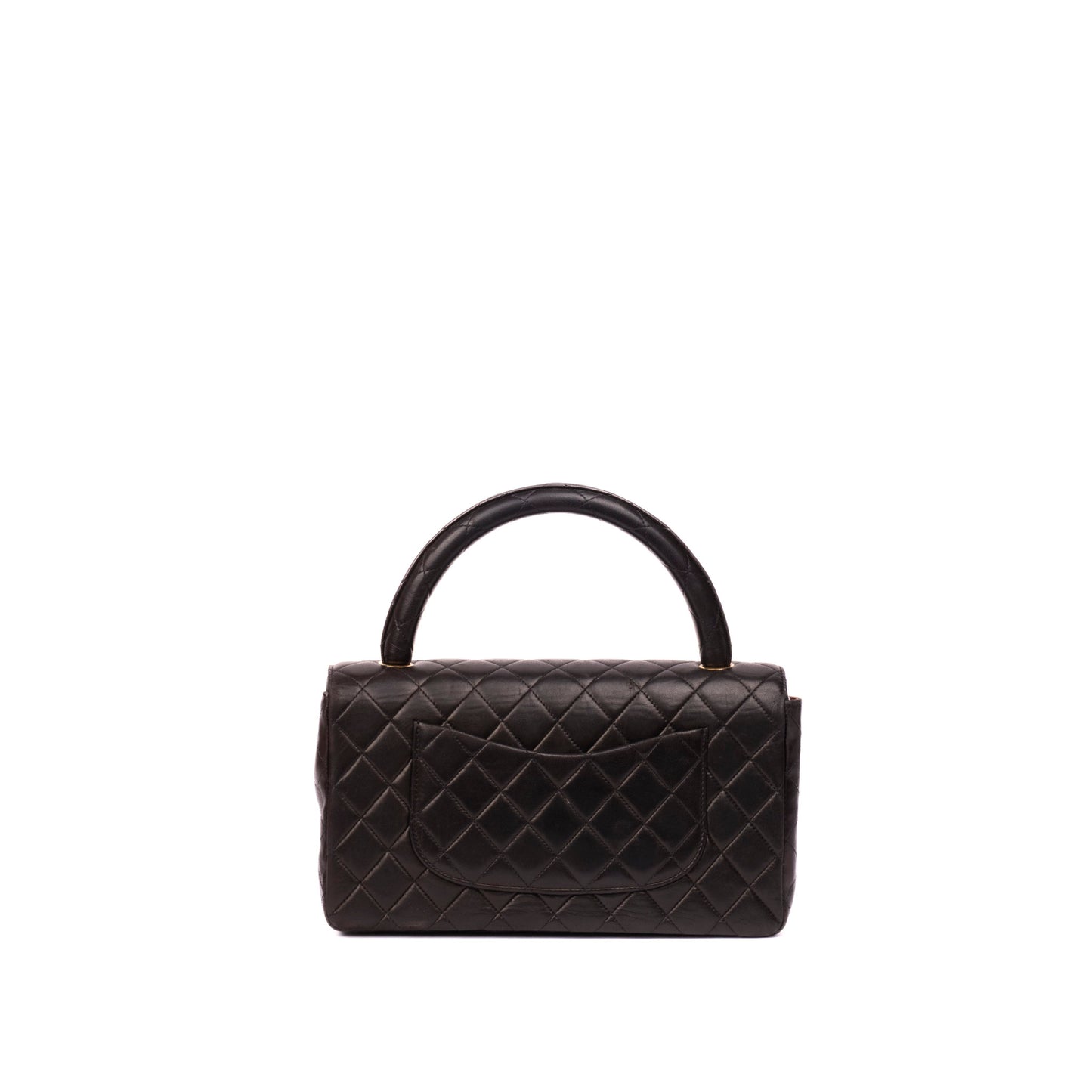 Chanel Dark Brown Lambskin Leather Quilted Kelly Top Handle Bag