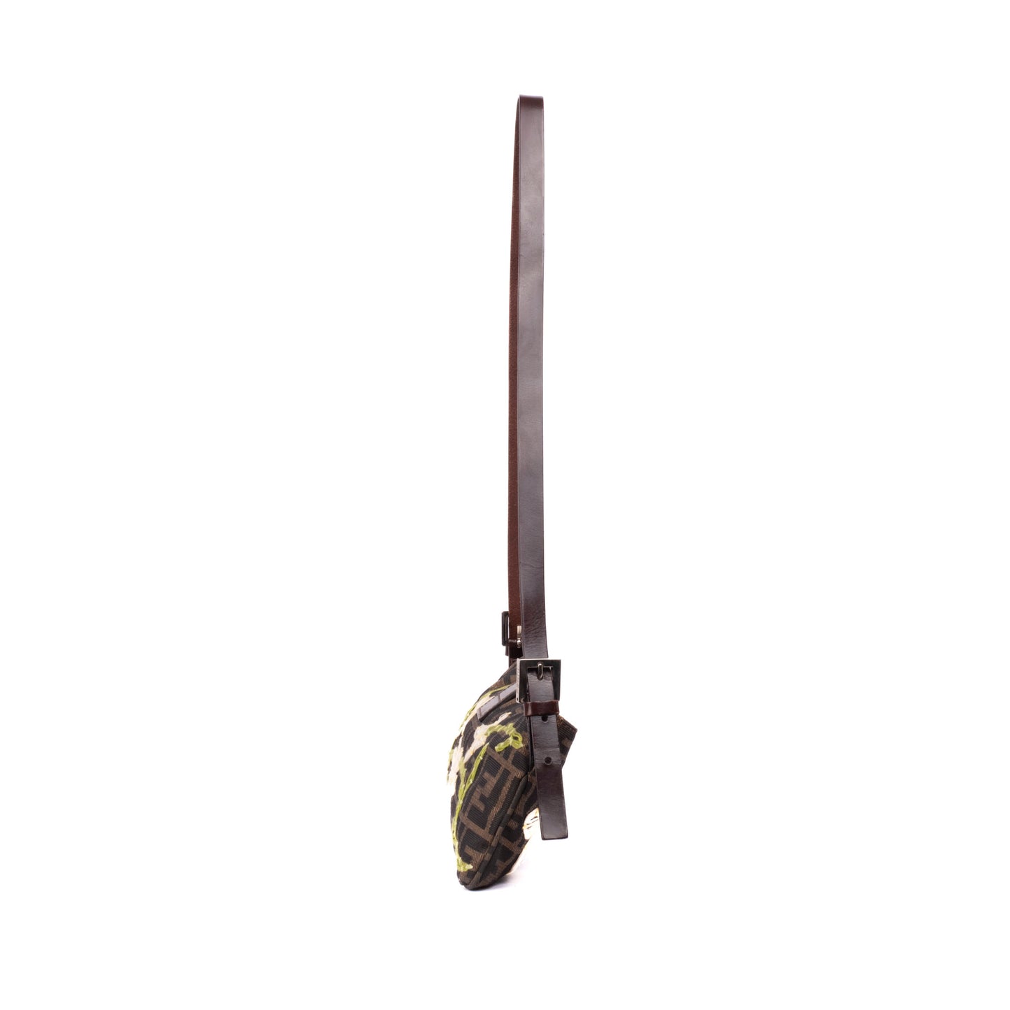 Fendi Brown Multicolored Zucca Embroidered Flower Crossbody Bag