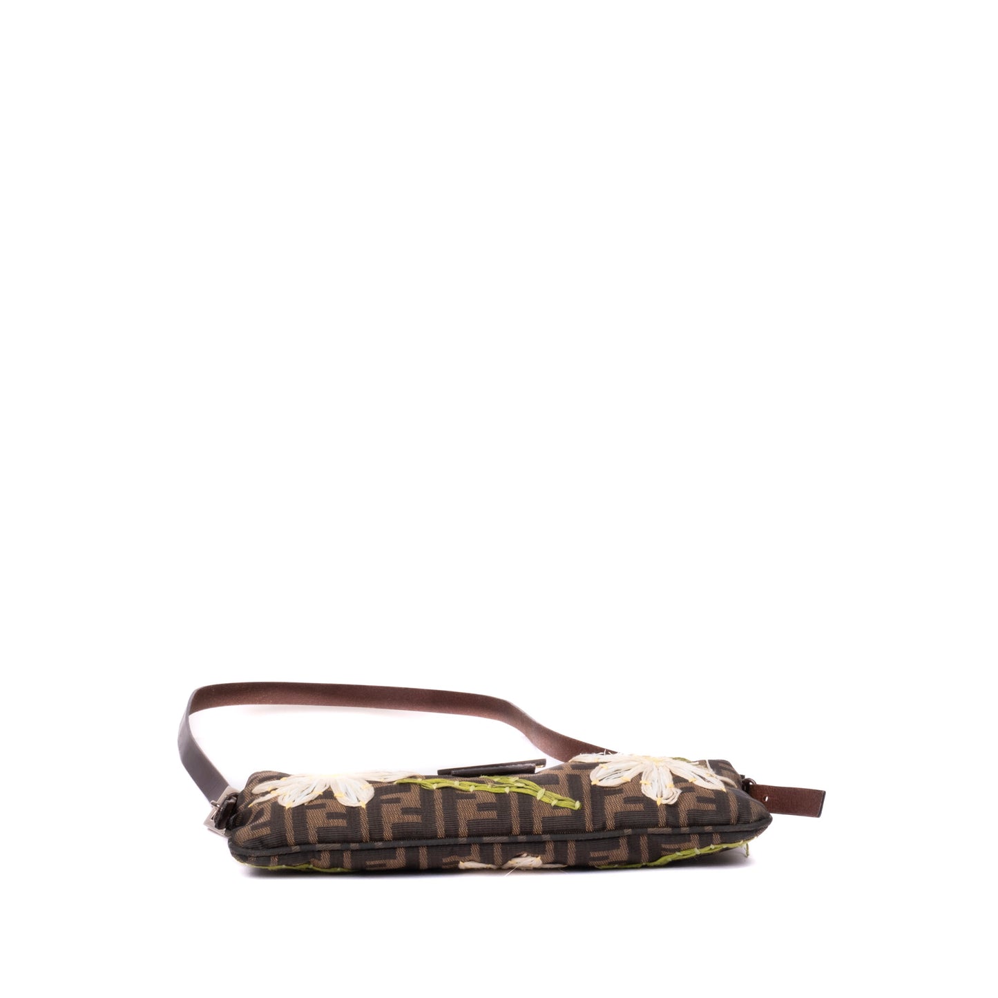 Fendi Brown Multicolored Zucca Embroidered Flower Crossbody Bag