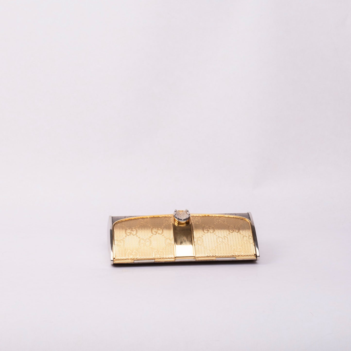 RARE Gucci Gold & Silver Metal Monogram Mini Clutch
