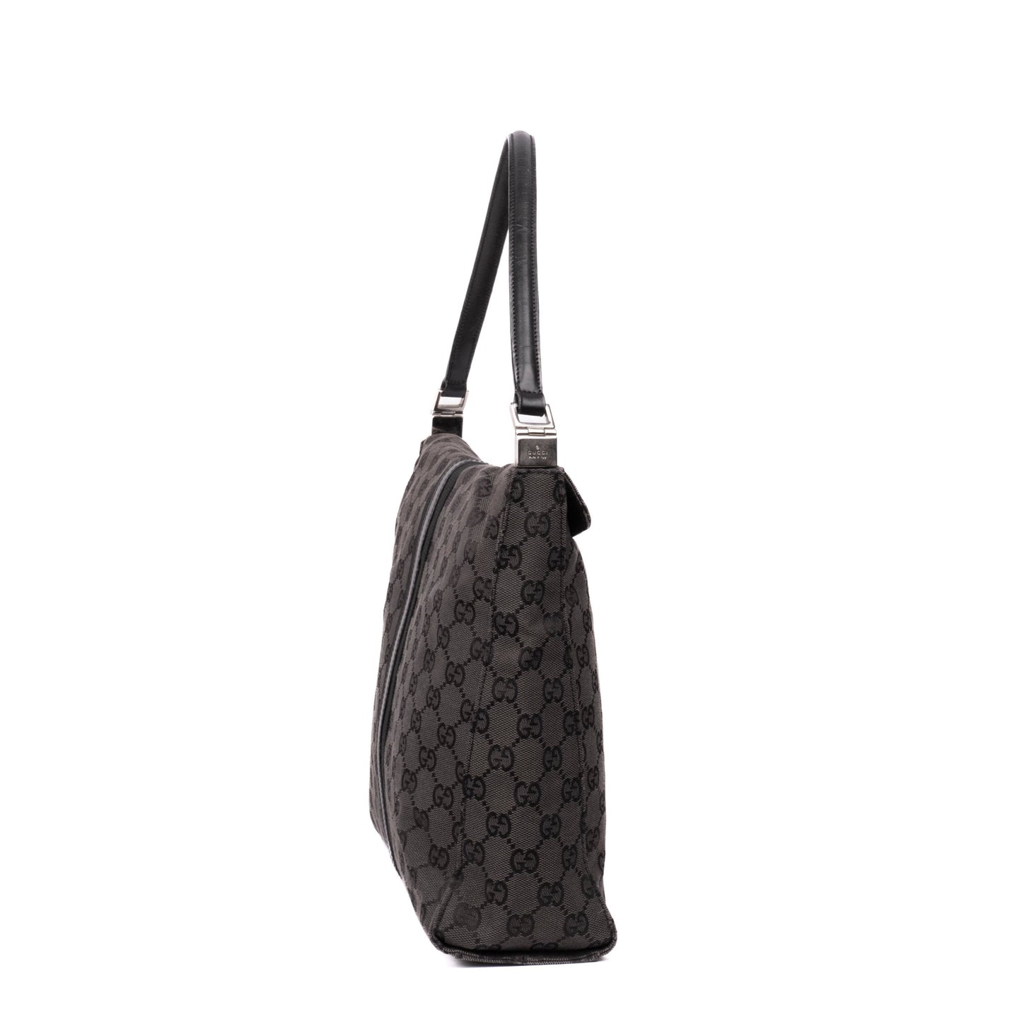 Gucci Black Canvas Monogram Square Jackie Shoulder Bag