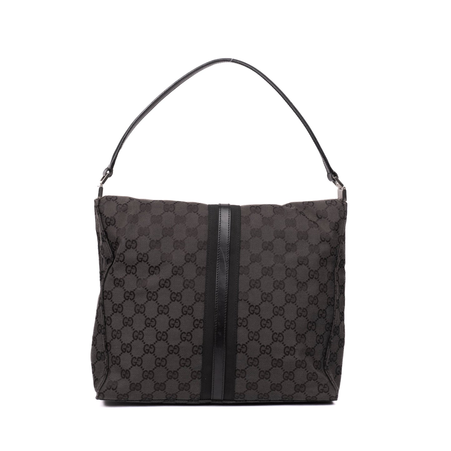 Gucci Black Canvas Monogram Square Jackie Shoulder Bag