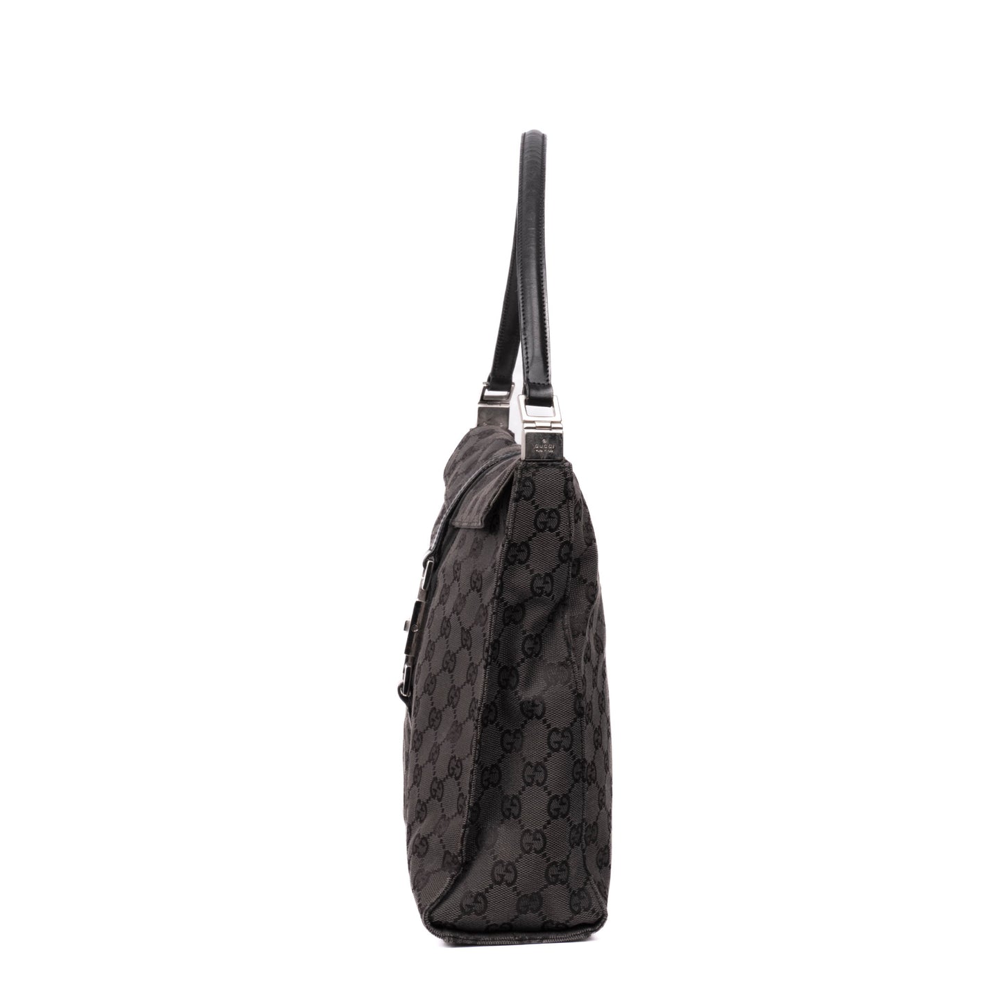 Gucci Black Canvas Monogram Square Jackie Shoulder Bag