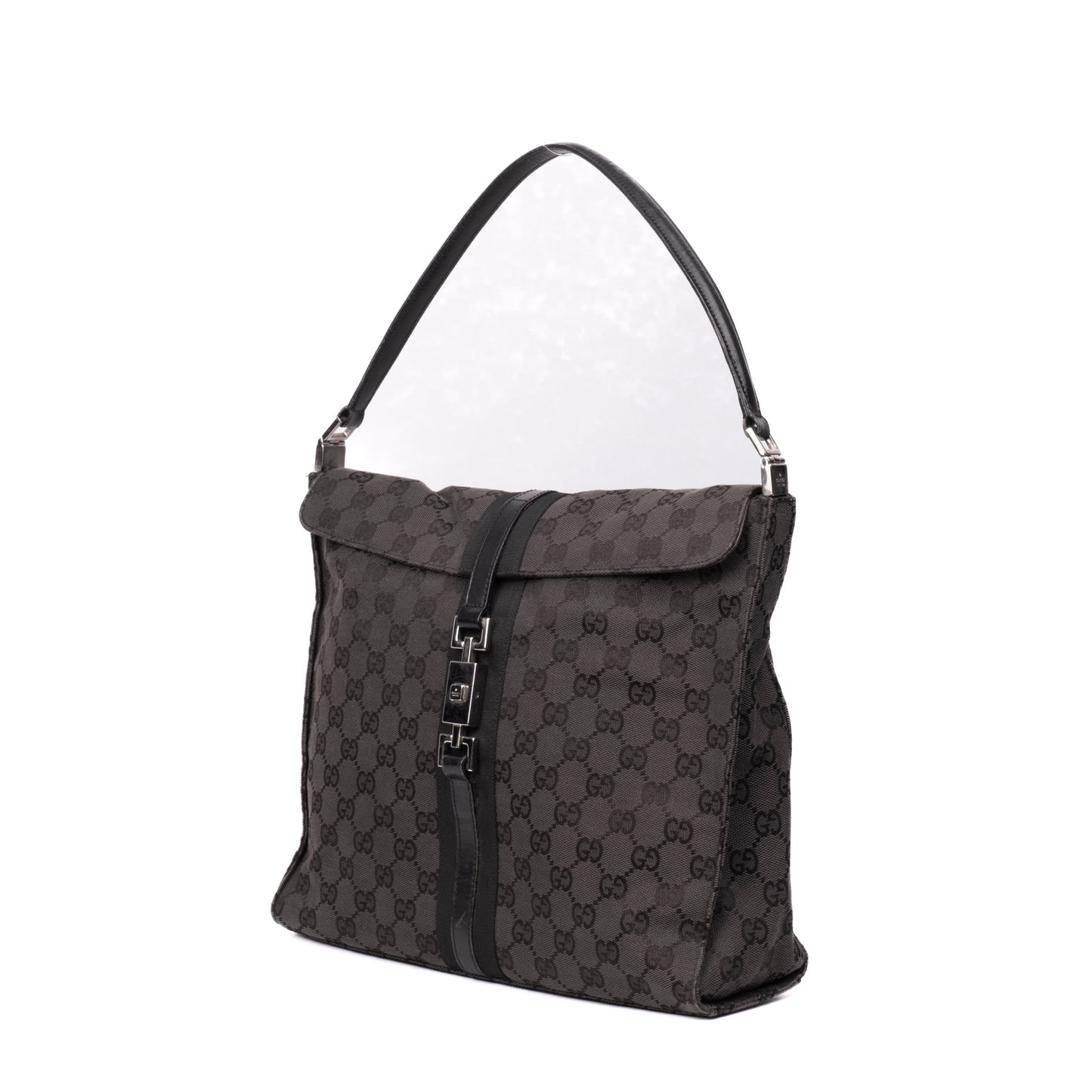 Gucci Black Canvas Monogram Square Jackie Shoulder Bag