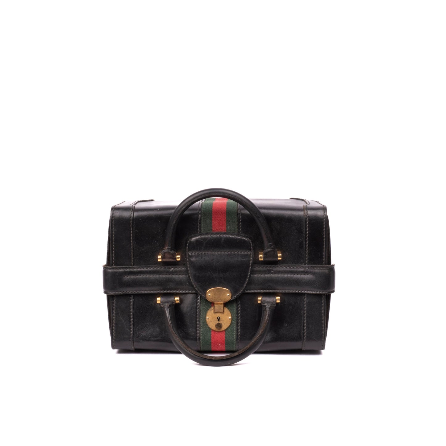 Gucci Black Leather Sherry Line Doctor Boston Bag