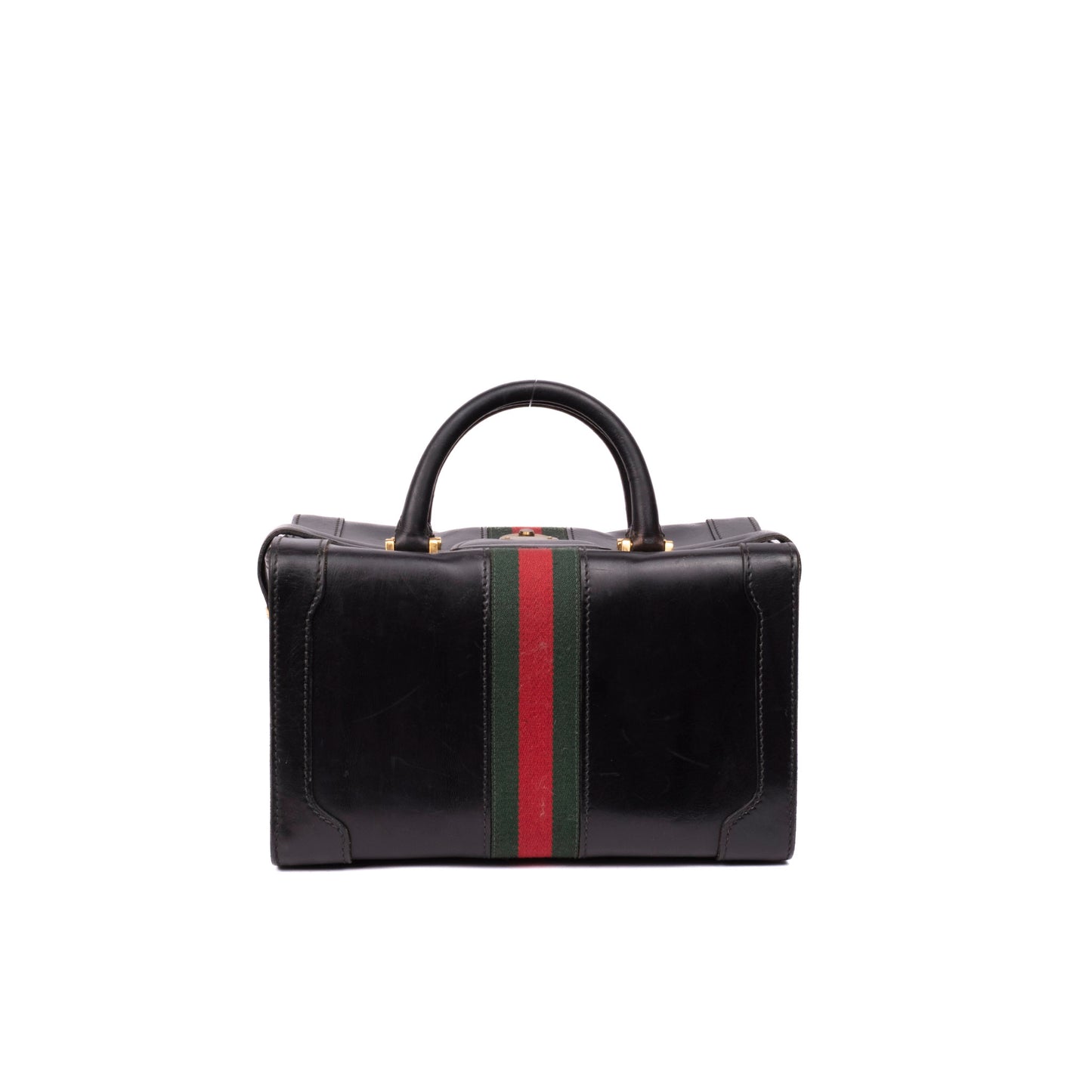 Gucci Black Leather Sherry Line Doctor Boston Bag